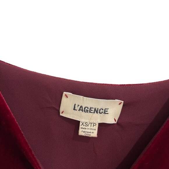 L'Agence Size XS Gabriella Velvet Camisole Tank Red Cami Silk Adjustable Straps - Picture 7 of 13